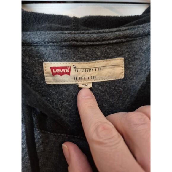 Levi's XL Hoodie Mens Black Gray Pullover Sweatshirt Lightweight Long Sleeve - Picture 5 of 12